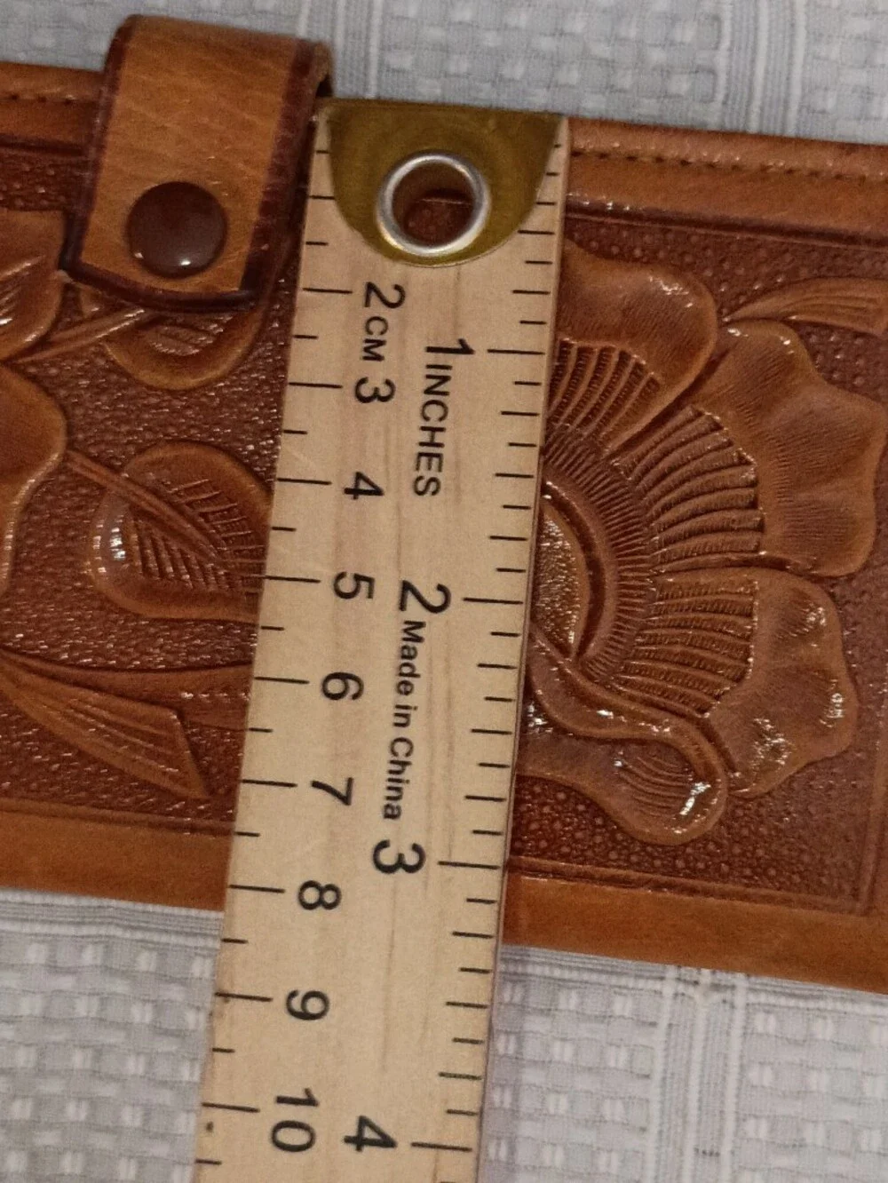 Vintage Hand Tooled Leather Wallet Embossed Floral Design